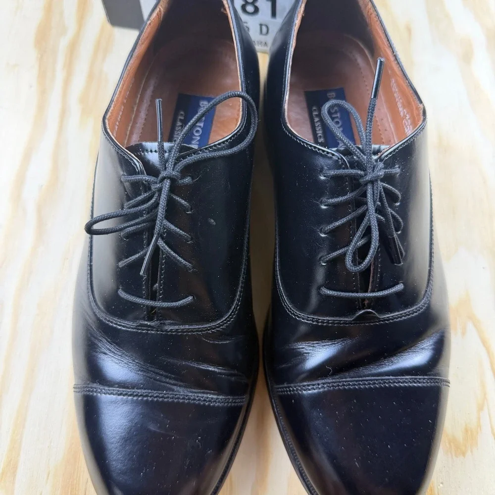 Bostonian Classics Omaha Mens Black Leather Cap Toe Oxford Dress Shoes 8.5 D